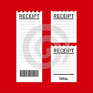 Receipt icon, vector, illustration, symbol